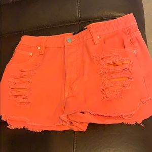 Women medium coral shorts.